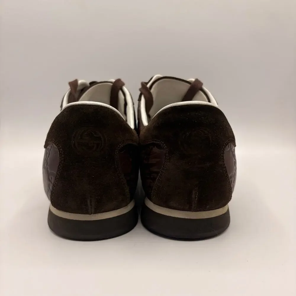 GUCCI Guccissima Monogram Leather Web Sneakers Oxblood Brown Sz 9.5G/US10 $1095
